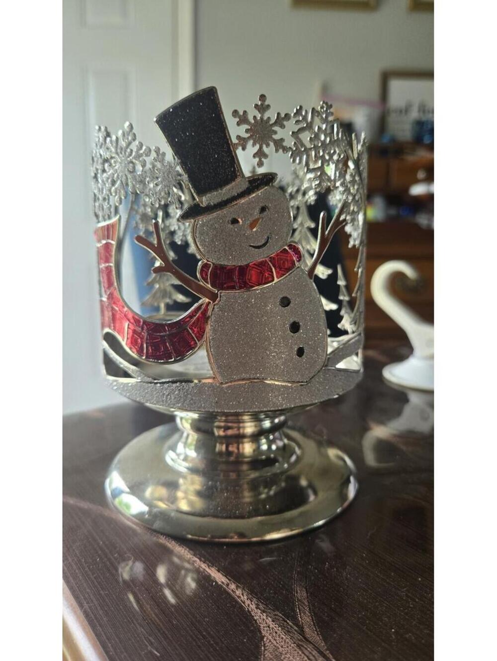 Bath And Body Works 2021 Glitter Joyful?Snowman 3 Wick Candle Holder New Nwt